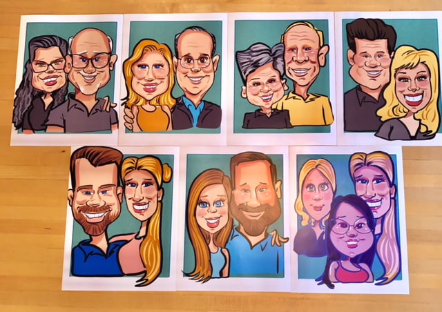 Grand Marais, North shore entertainment, events, things to do, weddings, company parties,Digital Caricatures for a Grooms Dinner at Grand Superior Lodge in Two Harbors MN. They did  8.5 X 11 print outs,